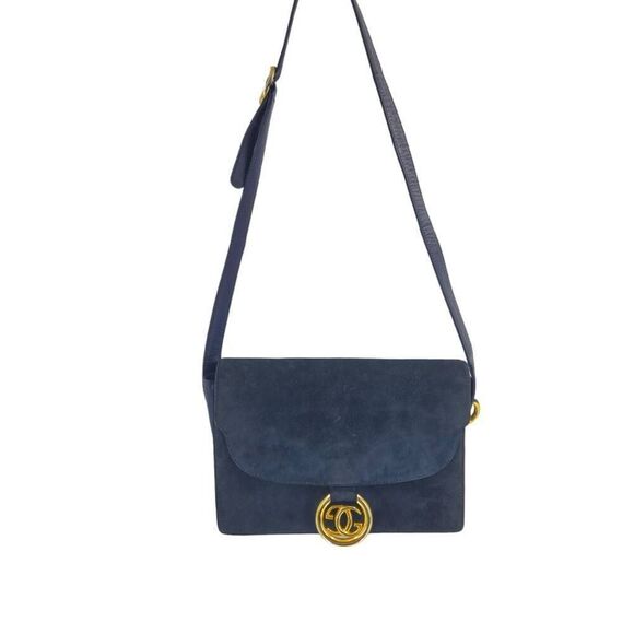 Rare Vintage Gucci Navy Blue GG Ring Torchon Shoulder Bag | Circa 1960s-1970s - Picture 1 of 9